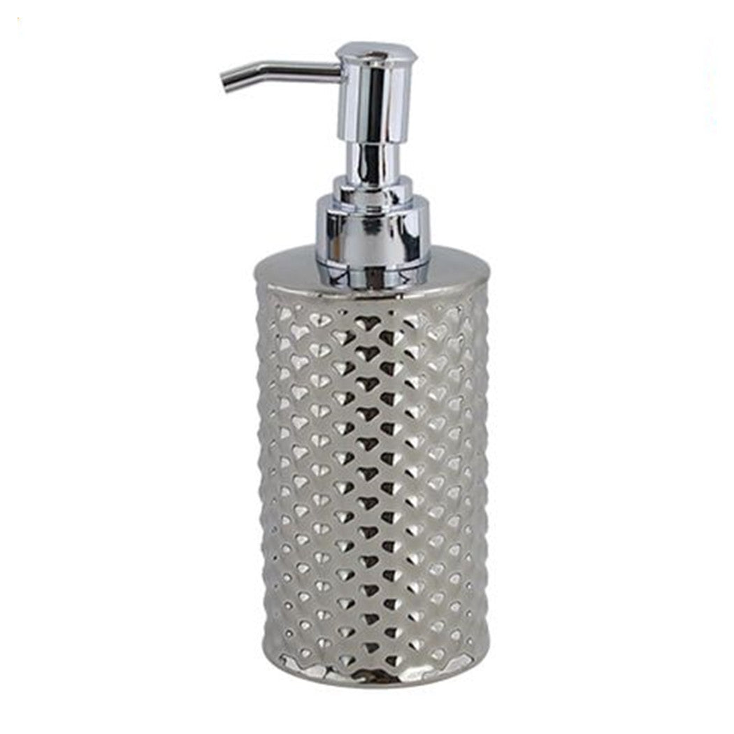 Trade Shop - Dispenser Sapone Liquido Accessorio Bagno Silver Con Effetto Cuoricini Arredo 87817         