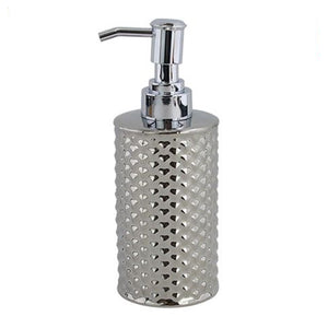 Trade Shop - Dispenser Sapone Liquido Accessorio Bagno Silver Con Effetto Cuoricini Arredo 87817         