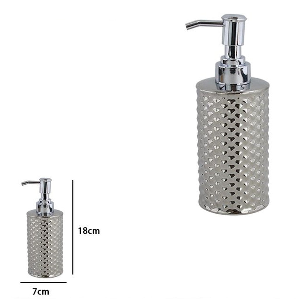 Trade Shop - Dispenser Sapone Liquido Accessorio Bagno Silver Con Effetto Cuoricini Arredo 87817         