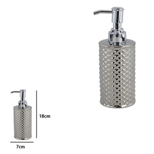 Trade Shop - Dispenser Sapone Liquido Accessorio Bagno Silver Con Effetto Cuoricini Arredo 87817         