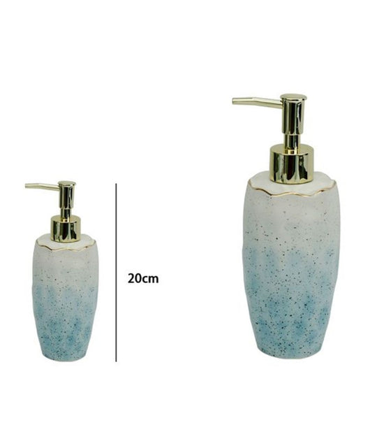 Dispenser Sapone Liquido Bagno Bianco Azzurro Con Effetto Pietra Dosatore 79271         