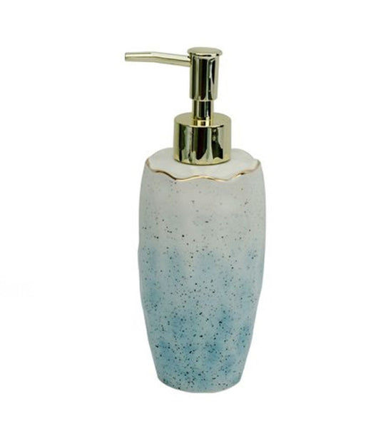 Dispenser Sapone Liquido Bagno Bianco Azzurro Con Effetto Pietra Dosatore 79271         