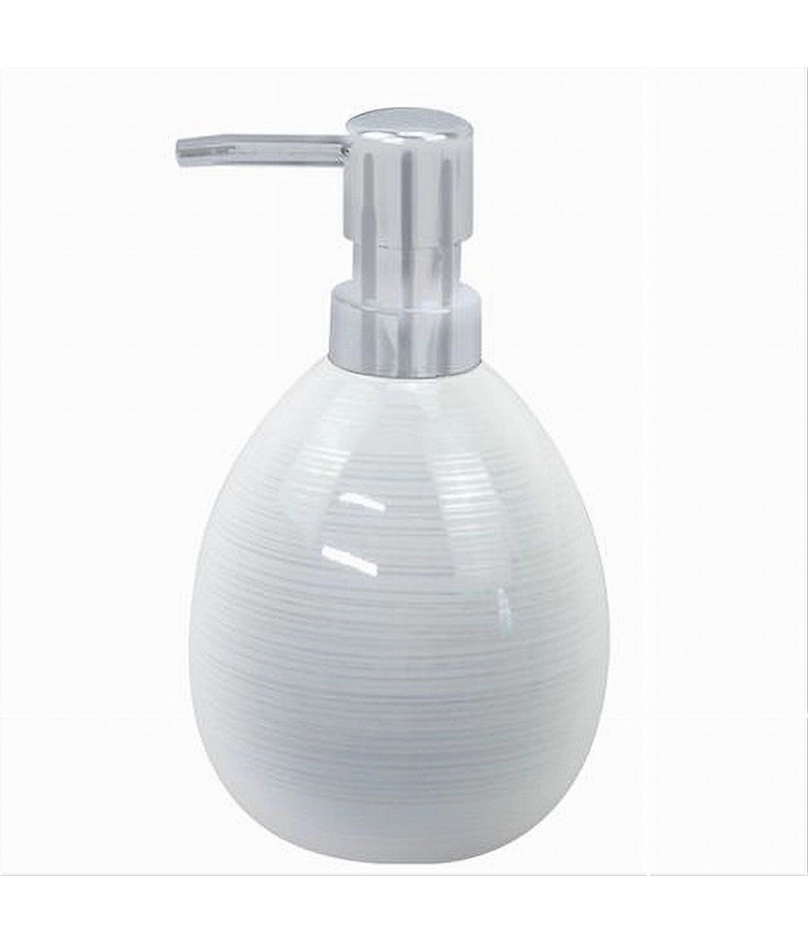 Dispenser Sapone Liquido Ceramica Striato Erogatore Silver Accessori Bagno 59869         