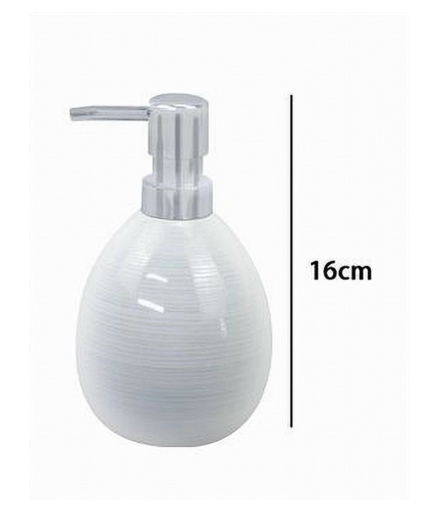 Dispenser Sapone Liquido Ceramica Striato Erogatore Silver Accessori Bagno 59869         