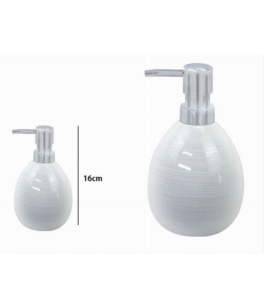 Dispenser Sapone Liquido Ceramica Striato Erogatore Silver Accessori Bagno 59869         