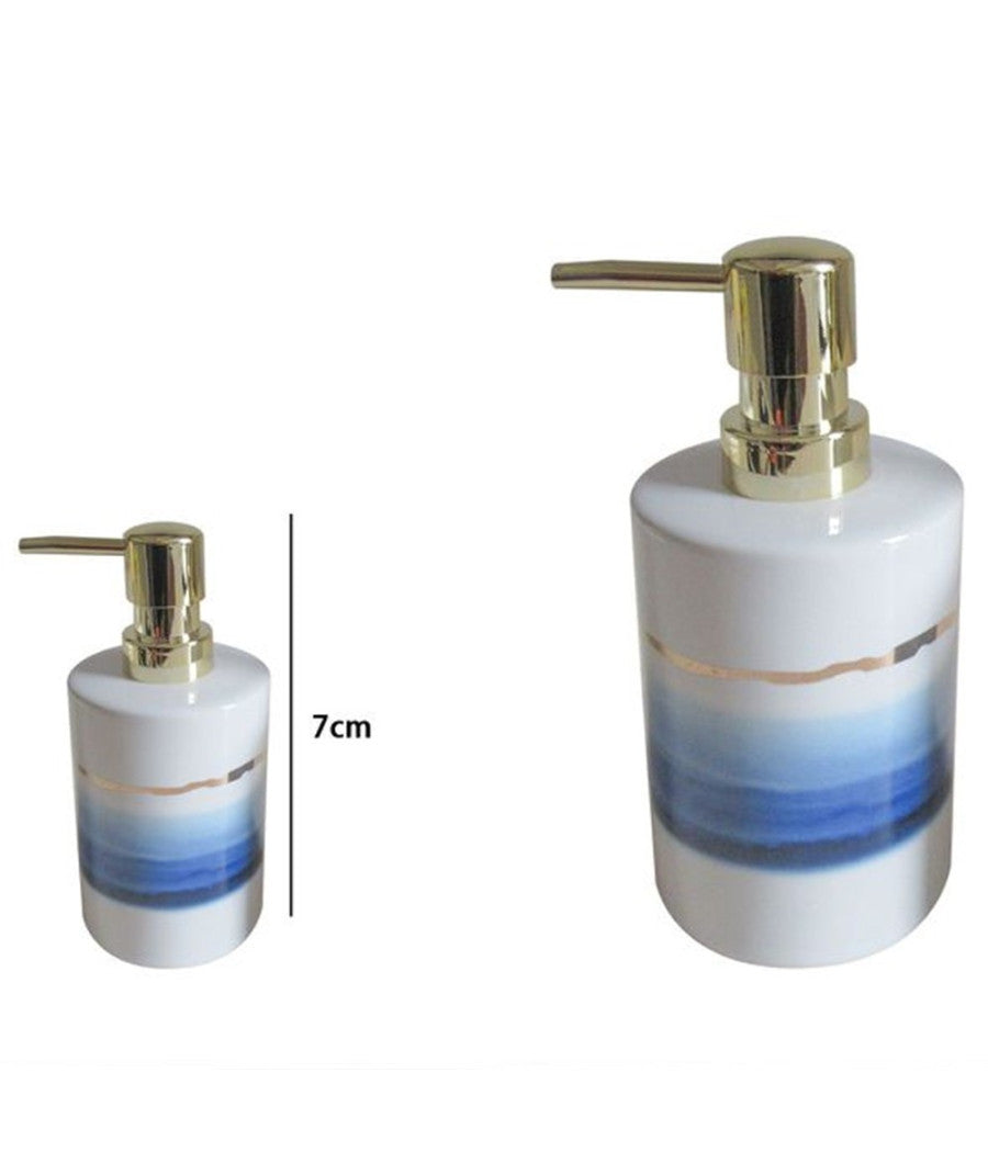 Dispenser Sapone Liquido Con Sfumature Blu Azzurre Riga Oro Arredo Bagno 59865         