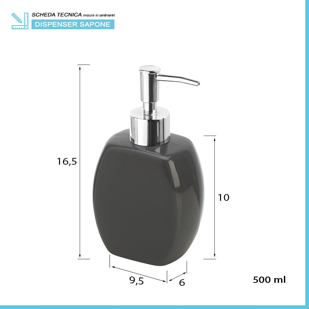 Dispenser sapone liquido da appoggio ceramica grigio