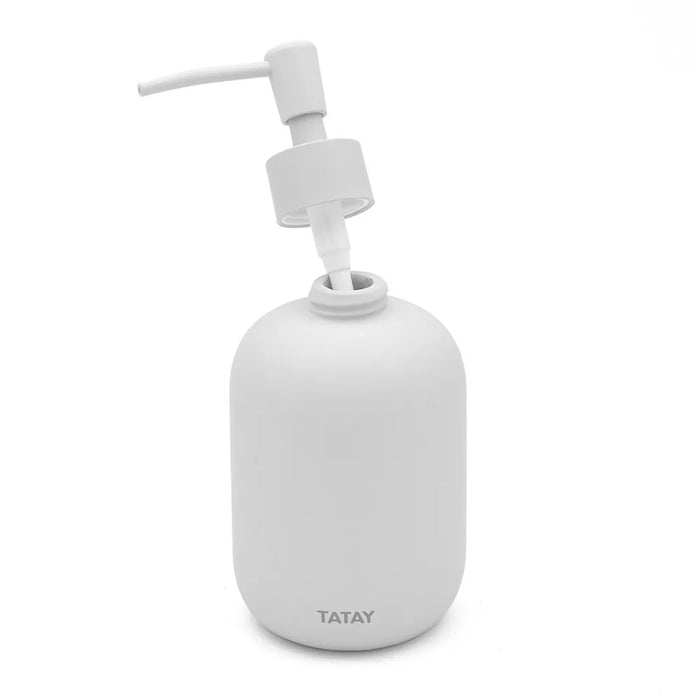 Dispenser sapone liquido d'appoggio grigio chiaro in ceramica soft touch
