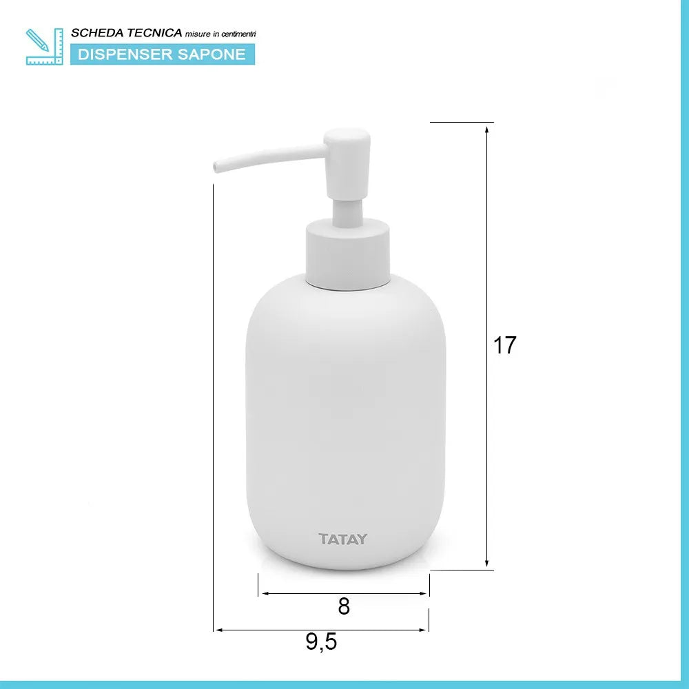 Dispenser sapone liquido d'appoggio grigio chiaro in ceramica soft touch