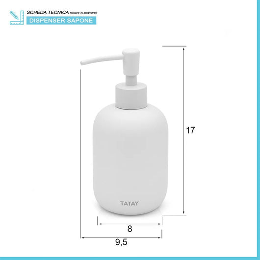 Dispenser sapone liquido d'appoggio grigio chiaro in ceramica soft touch