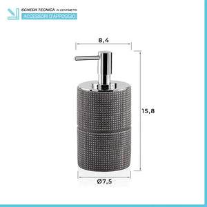 Dispenser sapone liquido grigio Gedy serie Petra in resina