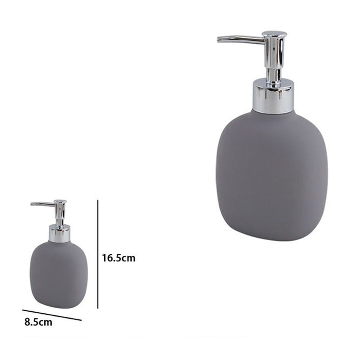 Trade Shop - Dispenser Sapone Liquido Grigio In Abs Con Pompa Cromo Per Bagno Accessorio 87809         
