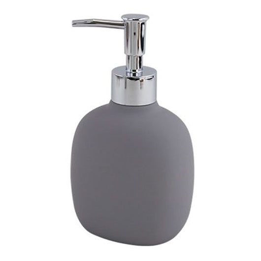 Trade Shop - Dispenser Sapone Liquido Grigio In Abs Con Pompa Cromo Per Bagno Accessorio 87809         