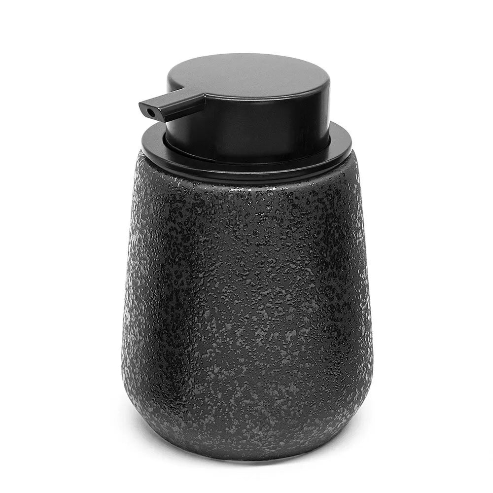 Dispenser sapone liquido in ceramica nero con effetto glitter