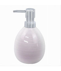 Dispenser Sapone Liquido In Ceramica Striato Rosato Erogatore Silver Bagno 59872         