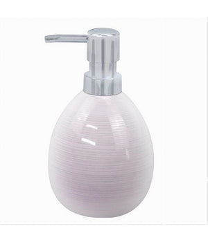Dispenser Sapone Liquido In Ceramica Striato Rosato Erogatore Silver Bagno 59872         