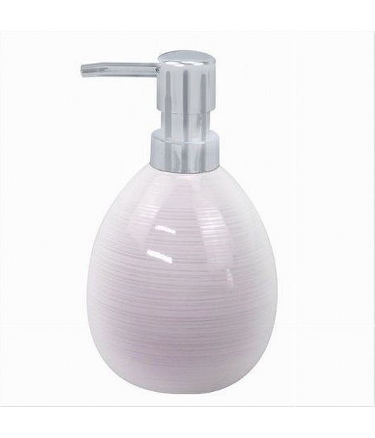 Dispenser Sapone Liquido In Ceramica Striato Rosato Erogatore Silver Bagno 59872         