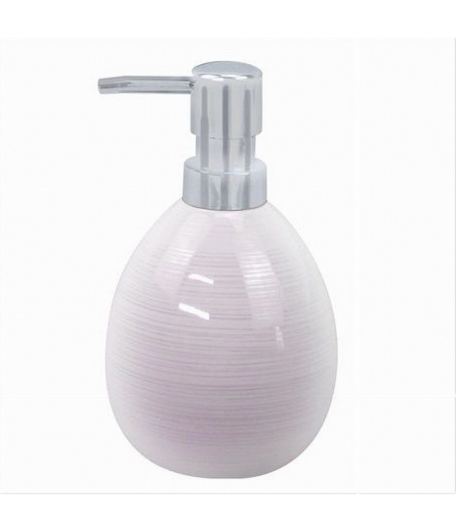 Dispenser Sapone Liquido In Ceramica Striato Rosato Erogatore Silver Bagno 59872         