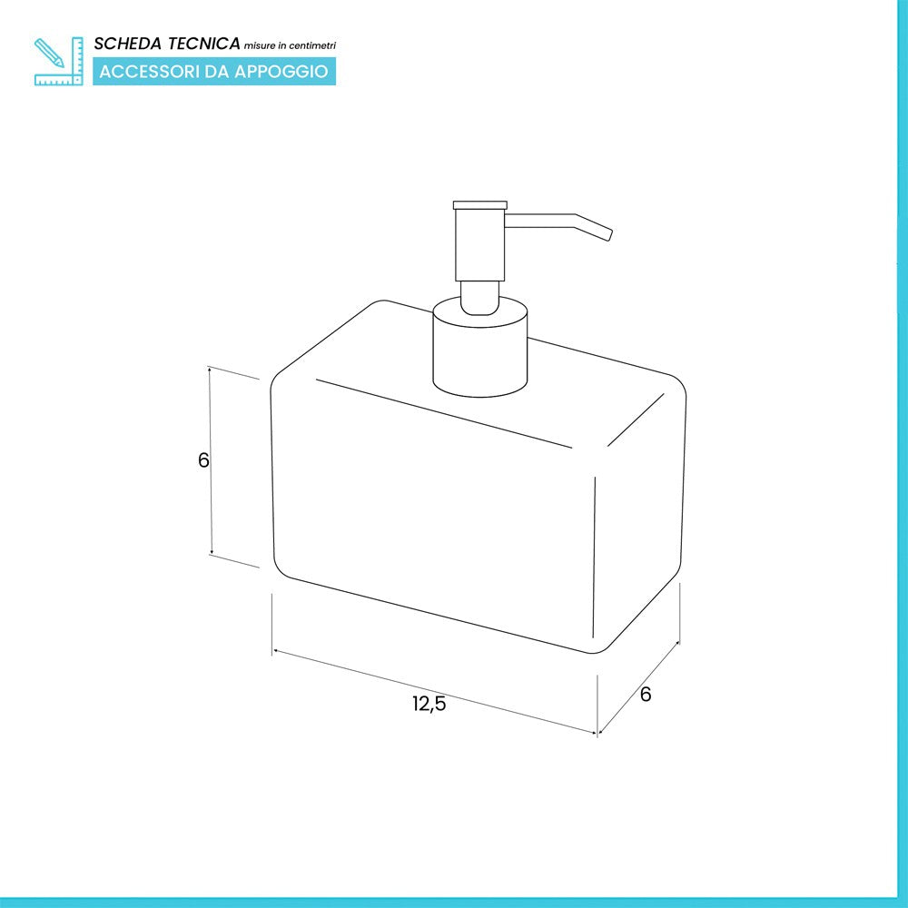 Dispenser Sapone Liquido Rettangolare In Ceramica Bianco Dublino