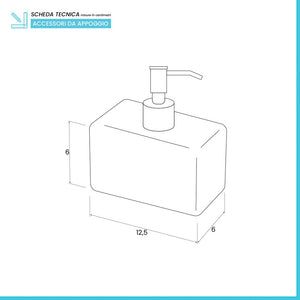 Dispenser Sapone Liquido Rettangolare In Ceramica Bianco Dublino