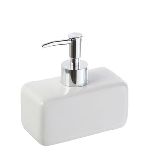 Dispenser Sapone Liquido Rettangolare In Ceramica Bianco Dublino