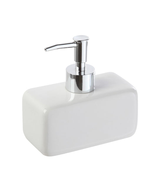 Dispenser Sapone Liquido Rettangolare In Ceramica Bianco Dublino