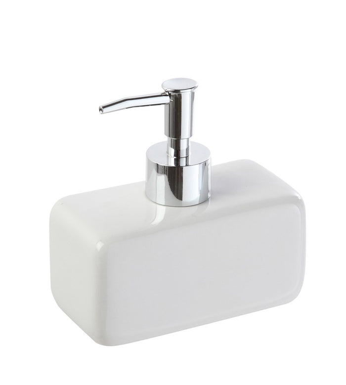 Dispenser Sapone Liquido Rettangolare In Ceramica Bianco Dublino
