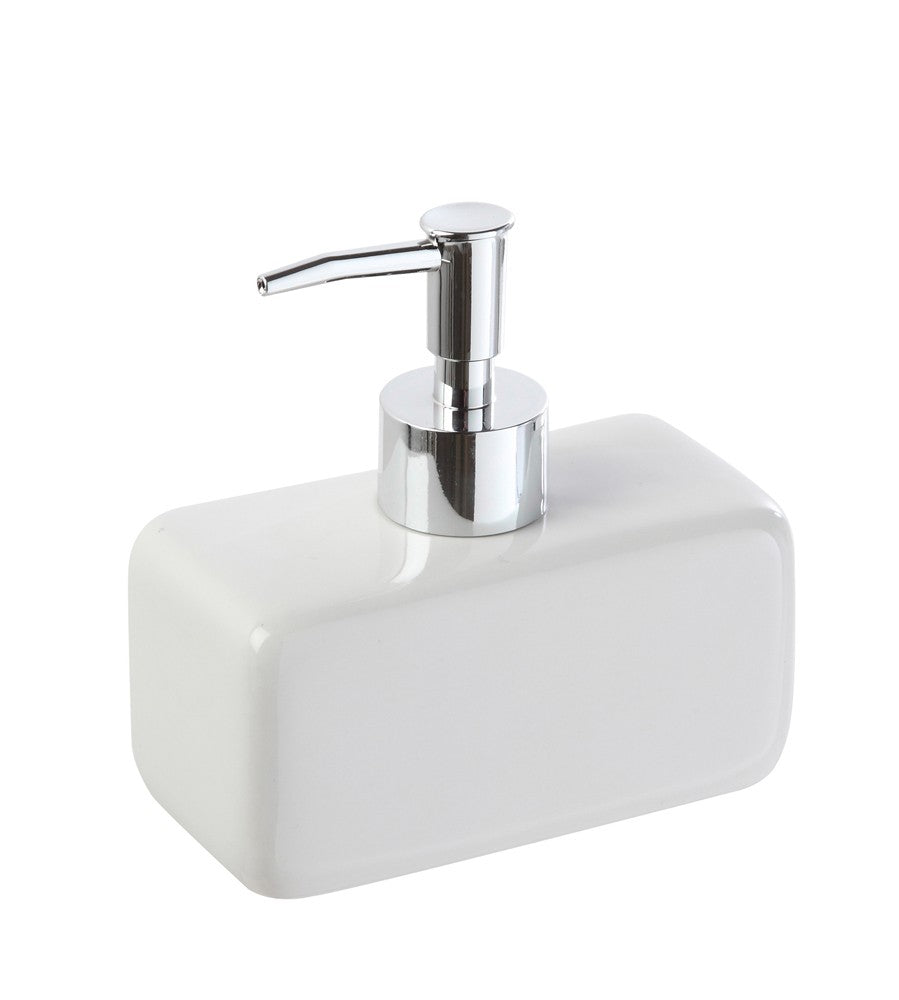 Dispenser Sapone Liquido Rettangolare In Ceramica Bianco Dublino