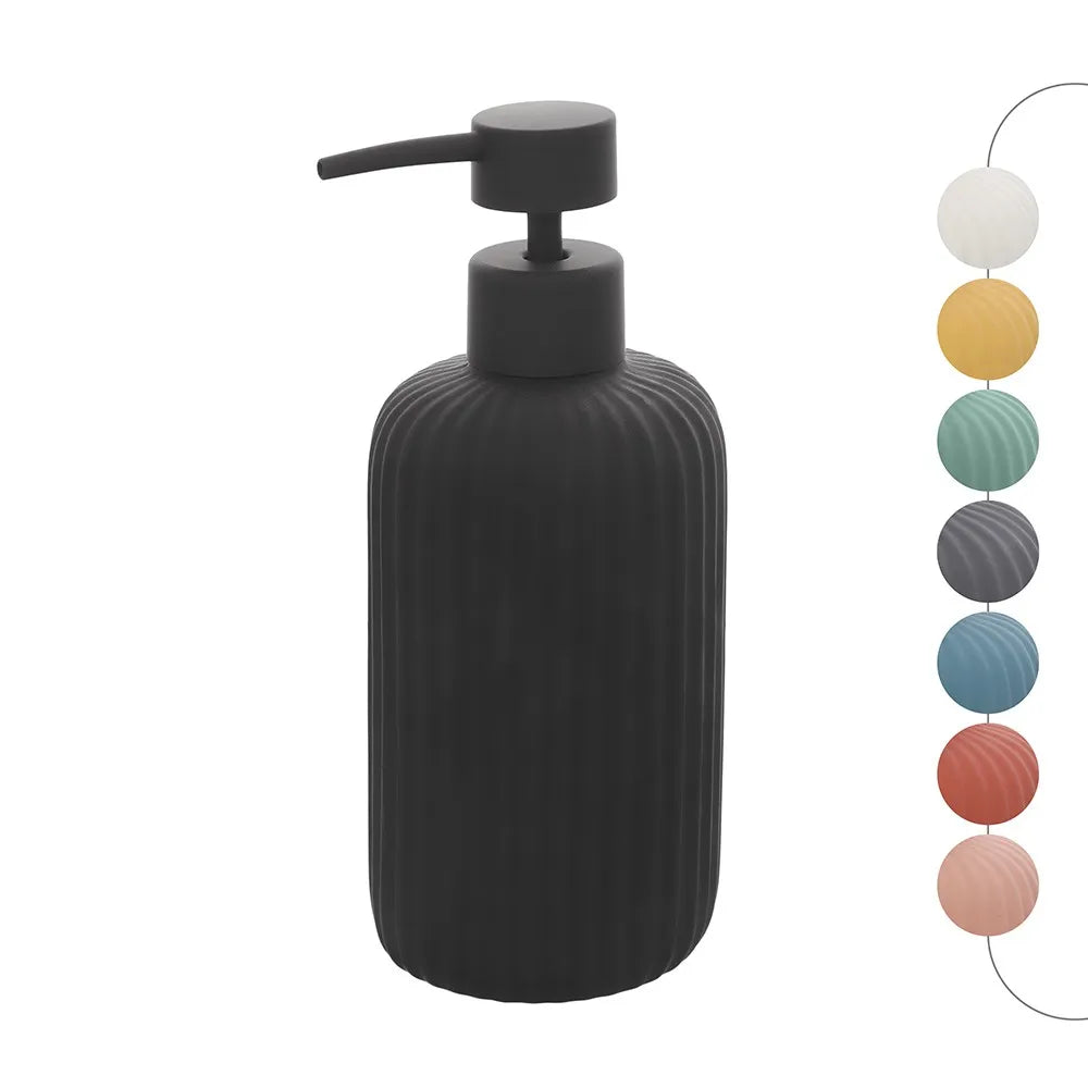 Dispenser sapone nero in ceramica soft touch capienza 330 ml Spring