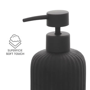 Dispenser sapone nero in ceramica soft touch capienza 330 ml Spring
