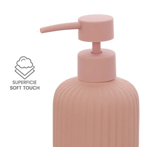 Dispenser sapone rosa in ceramica soft touch capienza 330 ml Spring