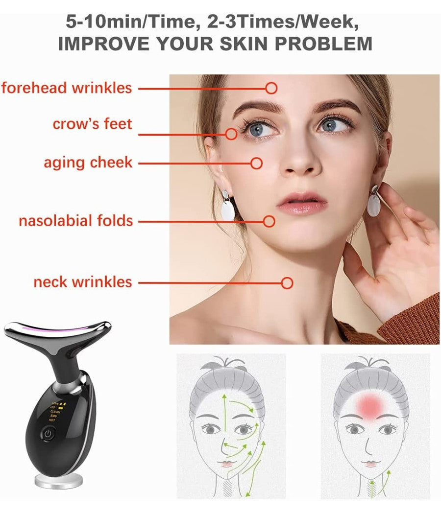 Dispositivo Massaggiatore Di Bellezza Antietà  Per Collo Viso Ricaricabile Q-mj10         