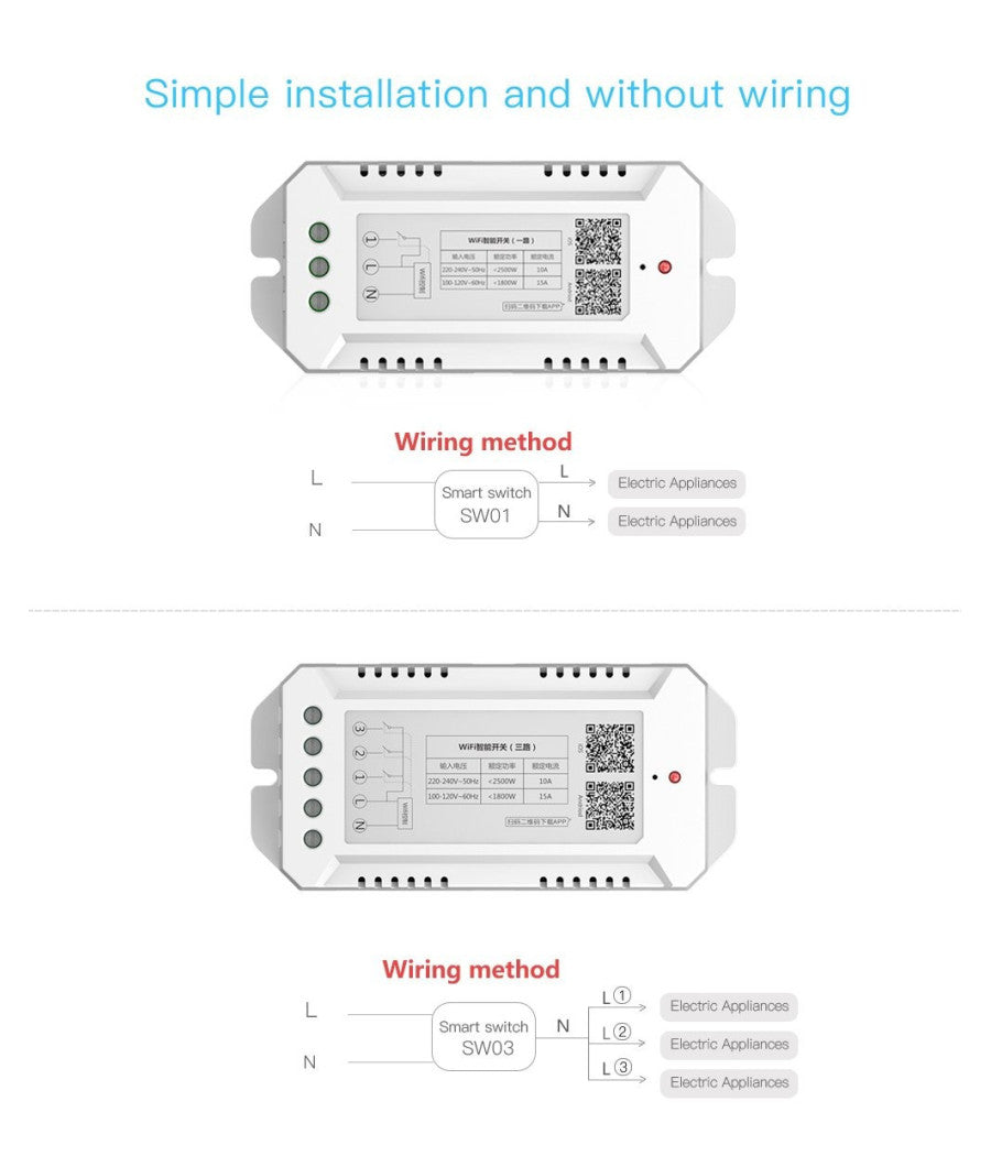 Dispositivo Ricevitore Wifi Android On Off Smartphone Smart Home 3 Canali         
