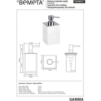 Dispenser Sapone Liquido Quadrato GAMMA in Ottone Cromo Opaco Bianco / 200 ml