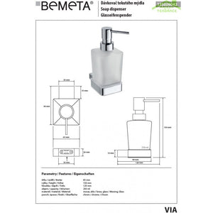 Dispenser di sapone in ottone cromato e vetro VIA 6,5 x15x 12 cm / 250 ml
