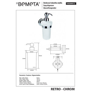 Dispenser di sapone in ottone cromato e vetro RETRO 8x19x14 cm / 230ml