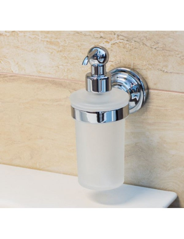 Dispenser di sapone in ottone cromato e vetro RETRO 8x19x14 cm / 230ml