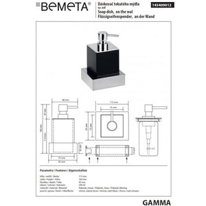 Dispenser di Sapone Liquido da Parete GAMMA in Ottone Cromo Nero Opaco / 200 ml