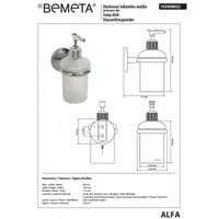 ALFA Dispenser di sapone in vetro sabbiato a parete 16,5 cm x 12 cm x7,5 cm