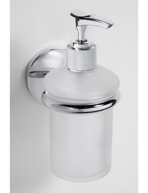 ALFA Dispenser di sapone in vetro sabbiato a parete 16,5 cm x 12 cm x7,5 cm