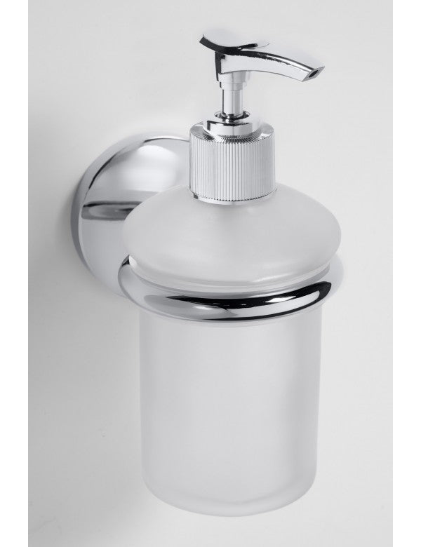 ALFA Dispenser di sapone in vetro sabbiato a parete 16,5 cm x 12 cm x7,5 cm