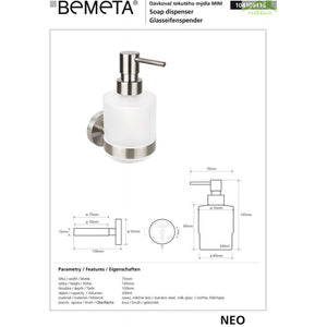 NEO Dispenser di sapone in vetro 200ml / 15x10x7,5cm