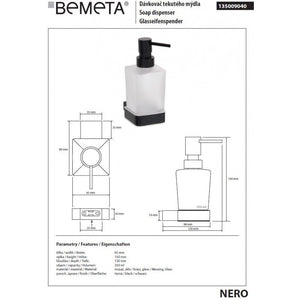 Dispenser di sapone liquido NERO in ottone nero e vetro / 250ml