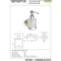 Dispenser Sapone Liquido RETRO in Vetro e Ottone Cromo-Oro / 200 ml