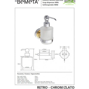 Dispenser Sapone Liquido RETRO in Vetro e Ottone Cromo-Oro / 200 ml