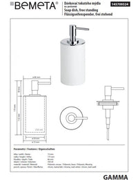 Dispenser Sapone Liquido Rotondo GAMMA in Ottone Cromo Bianco Opaco / 250 ml