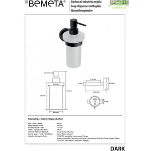 Dispenser sapone da parete DARK in ottone nero e vetro 19x13,3x8 cm /230ml