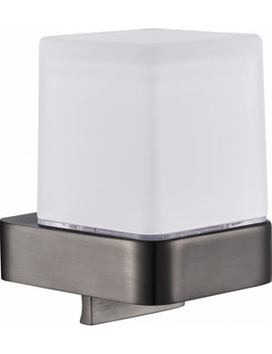 NIL Dispenser Sapone da Parete in Ottone Grigio Metallo e Vetro 200ml