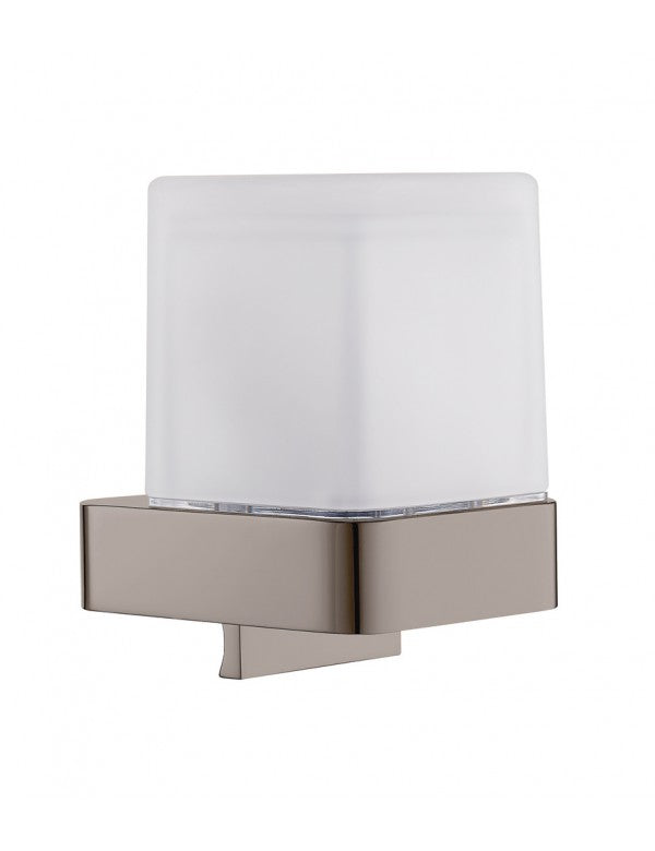 NIL Dispenser Sapone da Parete in Metallo Lucido Ottone Grigio e Vetro 200ml