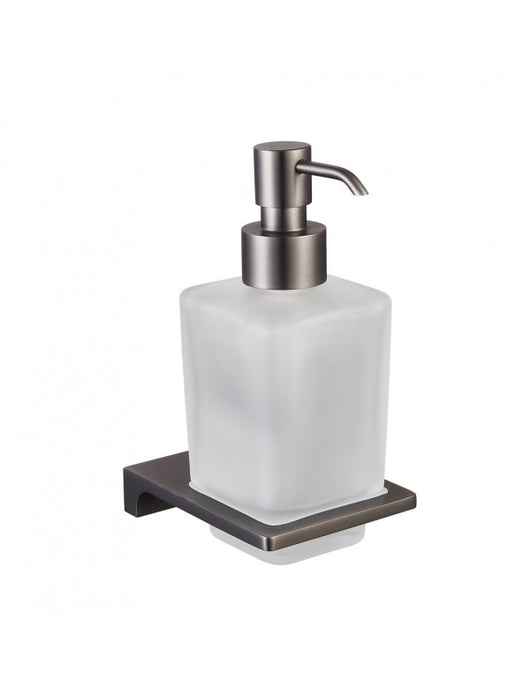 NIL dispenser sapone da parete in vetro e ottone metallo grigio 200 ml